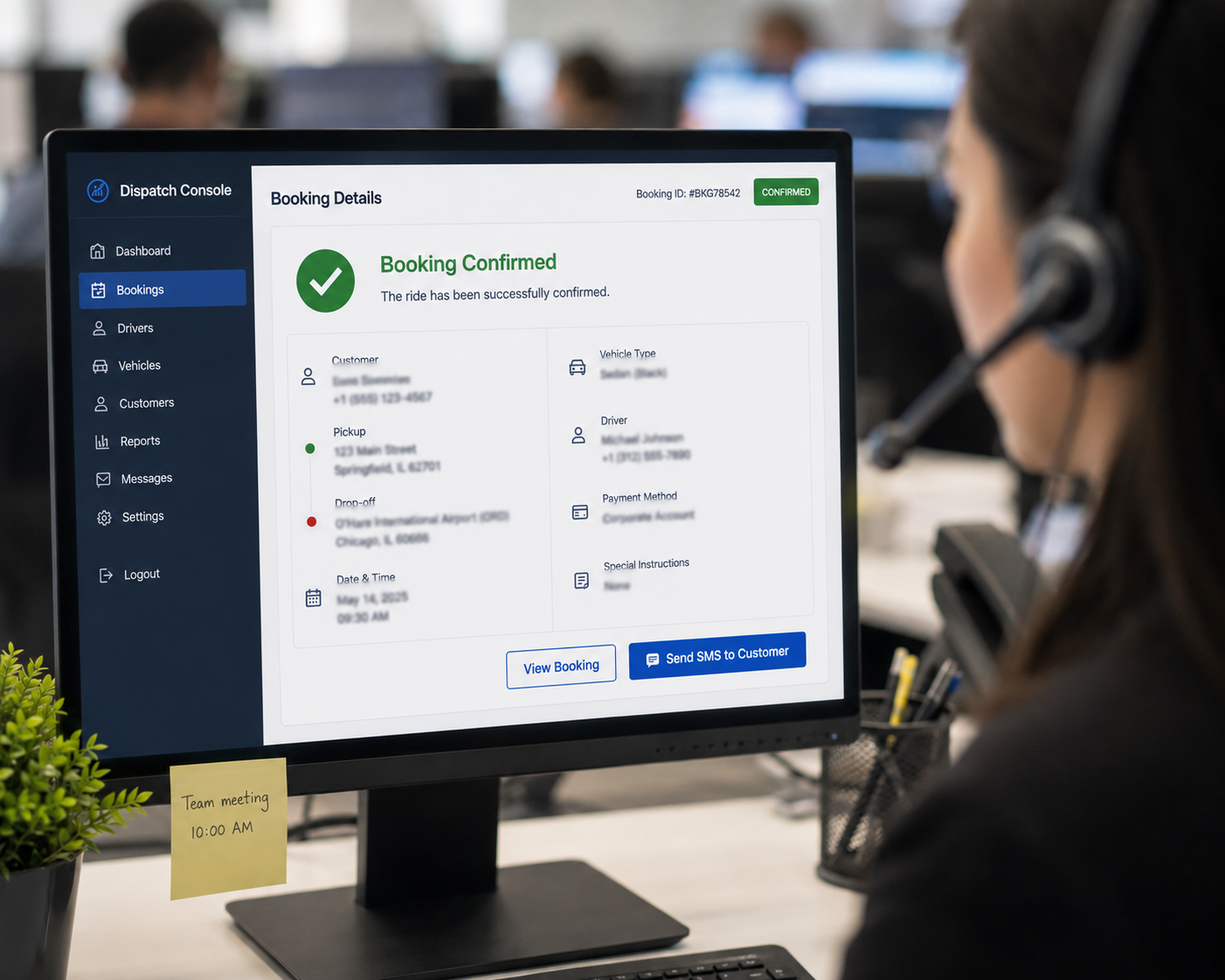 Dispatcher confirming a booking