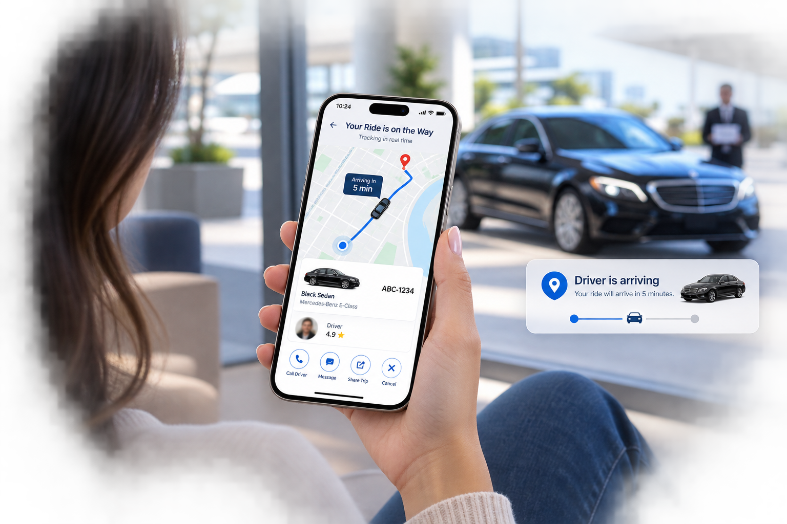 Rider tracking their trip on a phone
